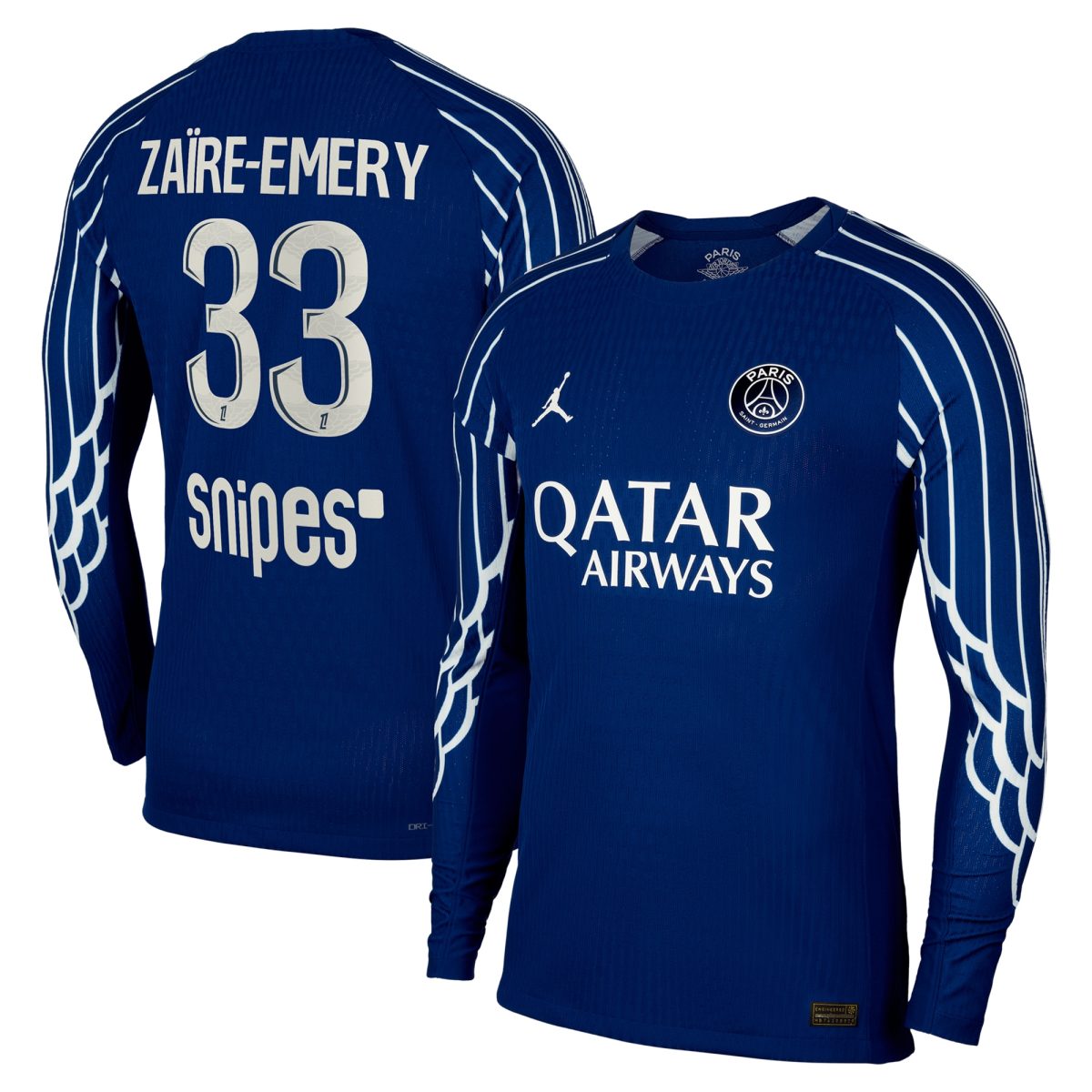 maglia da gara jordan dri-fit adv psg fourth 2024-25 – manica lunga – bambini con stampa zaire-emery 33 Collezione | Kit e Maglie PSG
