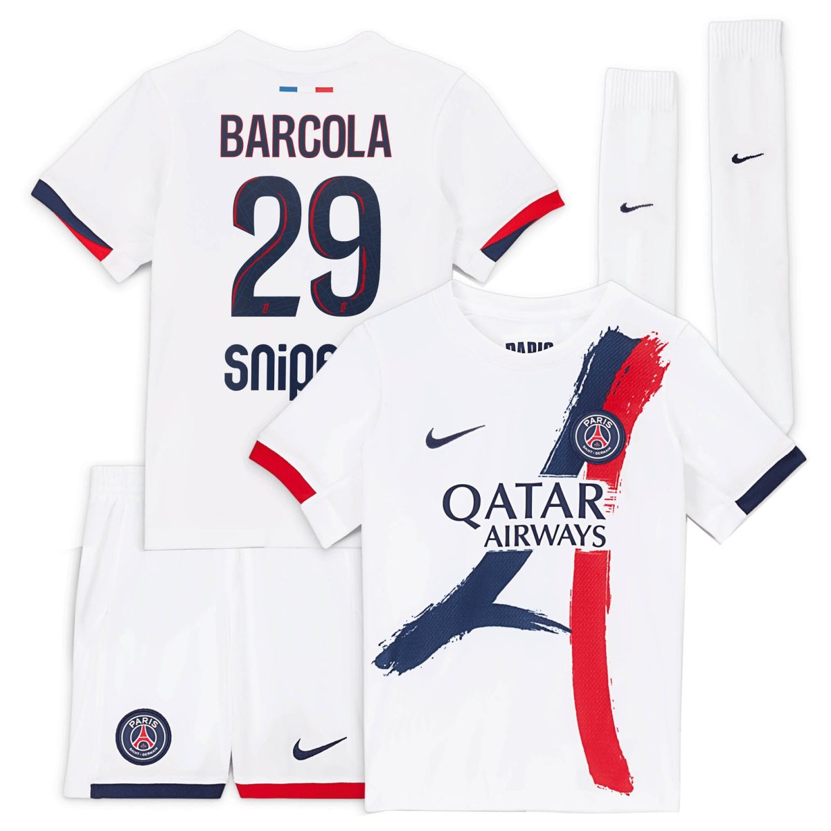 maglia da stadio psg nike away 2024-2025 – bambini piccoli con stampa barcola 29 Collezione | Kit e Maglie PSG