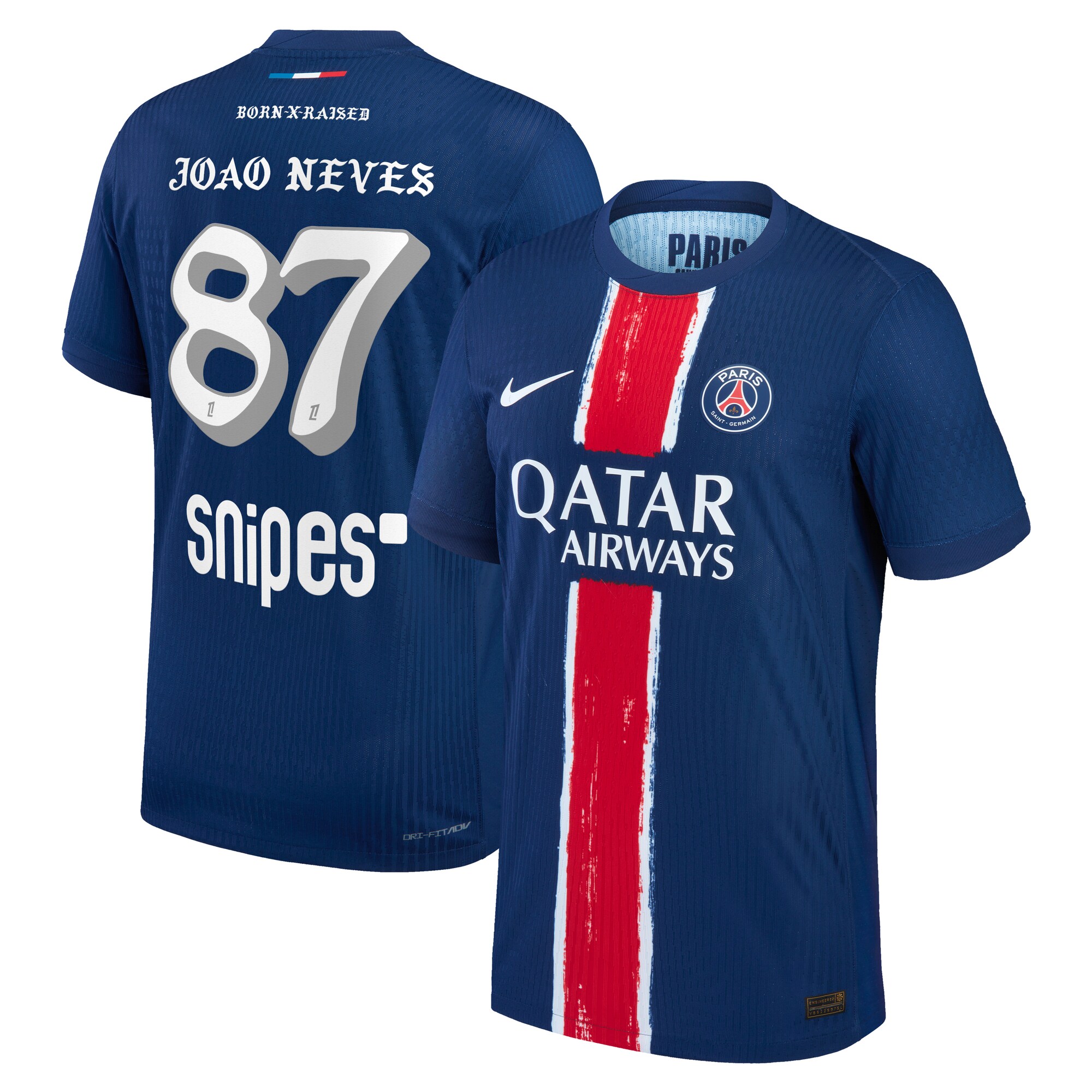 maglia gara psg nike home dri-fit adv 2024-25 con stampa born x raised joão neves 87 Collezione | Kit e Maglie PSG
