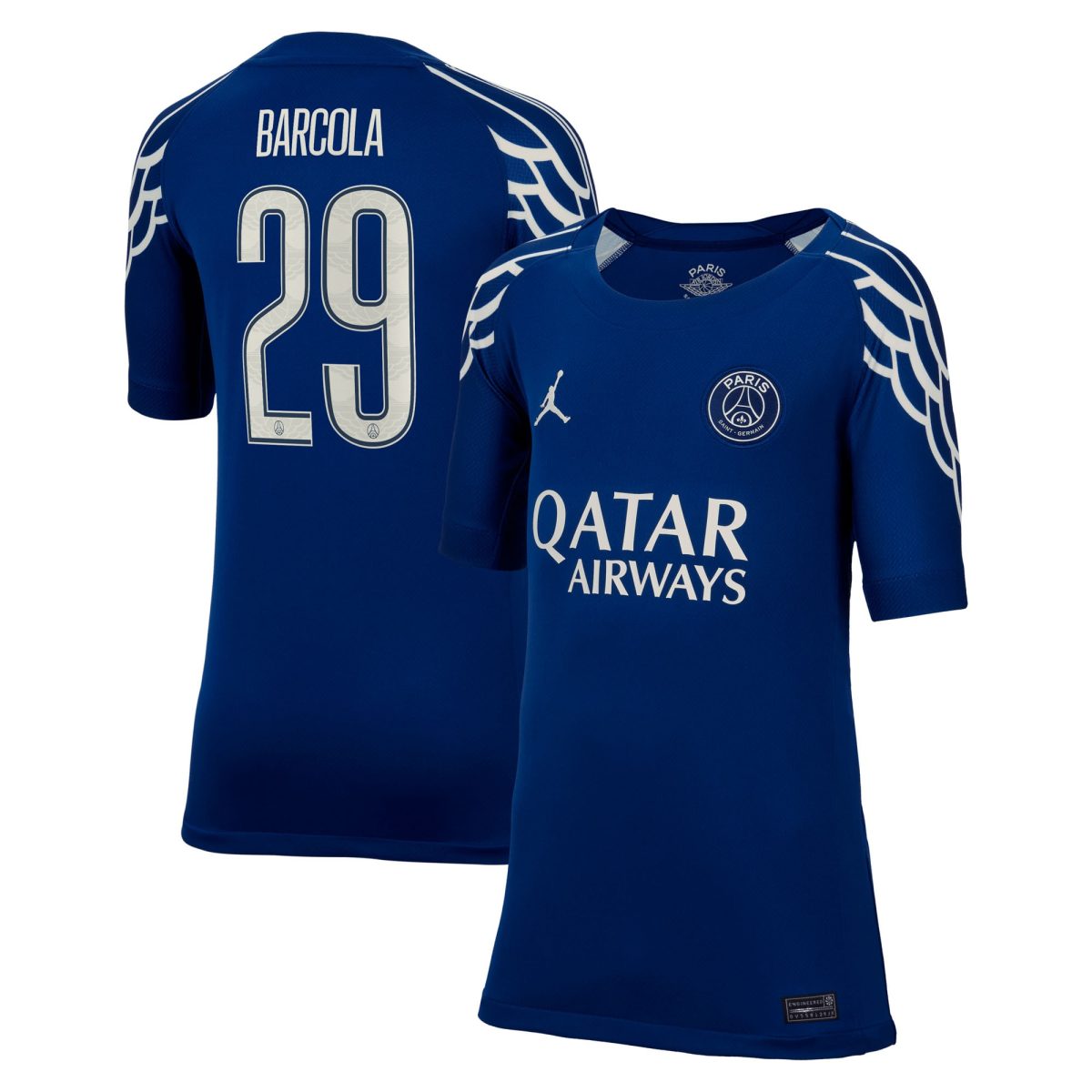 maglia jordan fourth stadium del psg 2024-25 – bambini con stampa cup barcola 29 Collezione | Kit e Maglie PSG