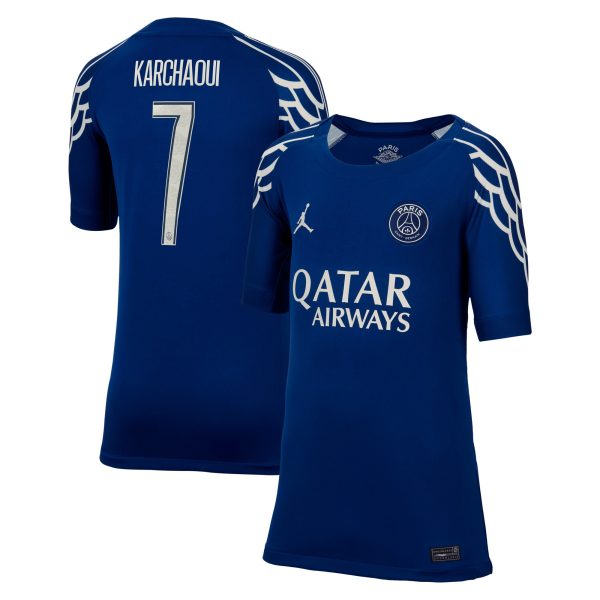 maglia jordan fourth stadium del psg 2024-25 – bambini con stampa karchaoui 7 Collezione | Kit e Maglie PSG