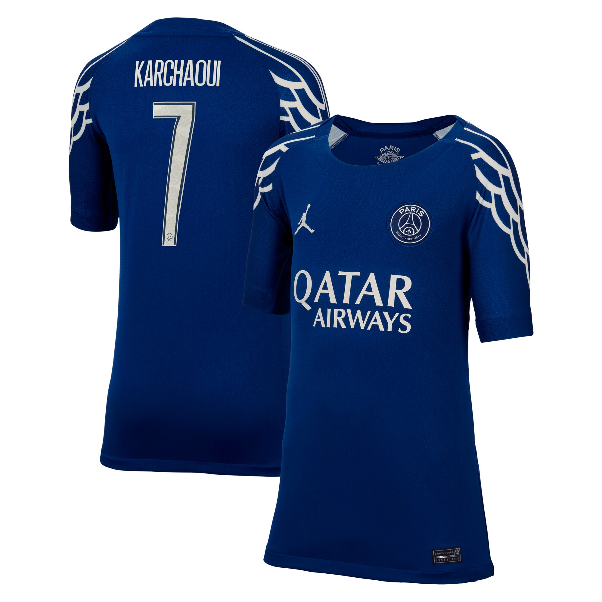 maglia jordan fourth stadium del psg 2024-25 – bambini con stampa karchaoui 7 Collezione | Kit e Maglie PSG