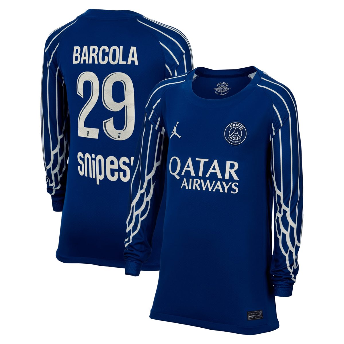 maglia jordan fourth stadium psg 2024-25 – manica lunga – bambini con stampa barcola 29 Collezione | Kit e Maglie PSG