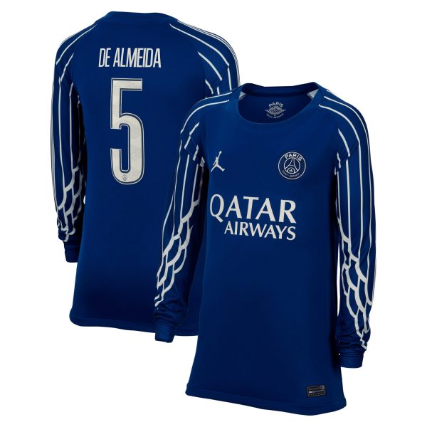 maglia jordan fourth stadium psg 2024-25 – manica lunga – bambini con stampa de almeida 5 Collezione | Kit e Maglie PSG