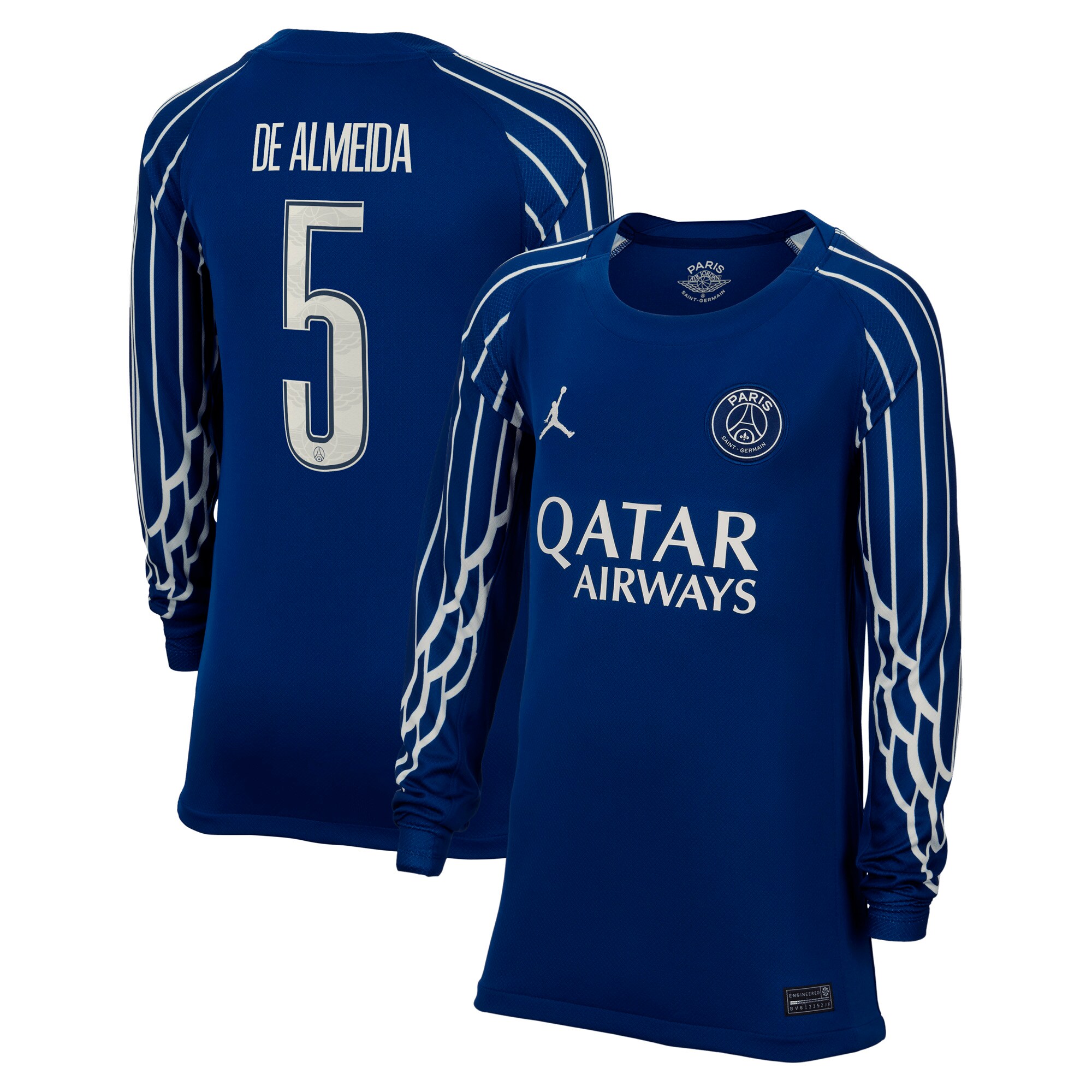 maglia jordan fourth stadium psg 2024-25 – manica lunga – bambini con stampa de almeida 5 Collezione | Kit e Maglie PSG
