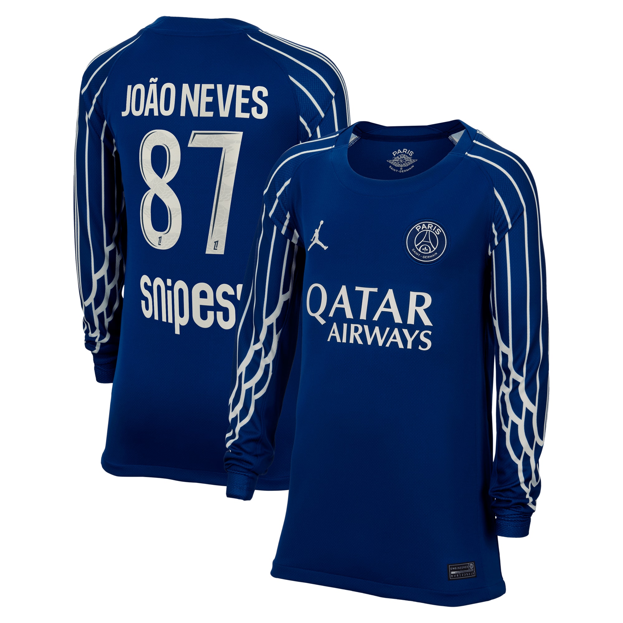 maglia jordan fourth stadium psg 2024-25 – manica lunga – bambini con stampa joao neves 87 Collezione | Kit e Maglie PSG