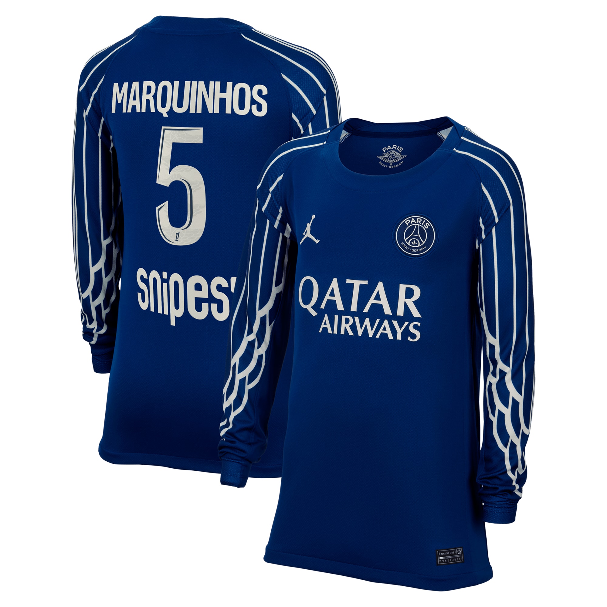maglia jordan fourth stadium psg 2024-25 – manica lunga – bambini con stampa marquinhos 5 Collezione | Kit e Maglie PSG