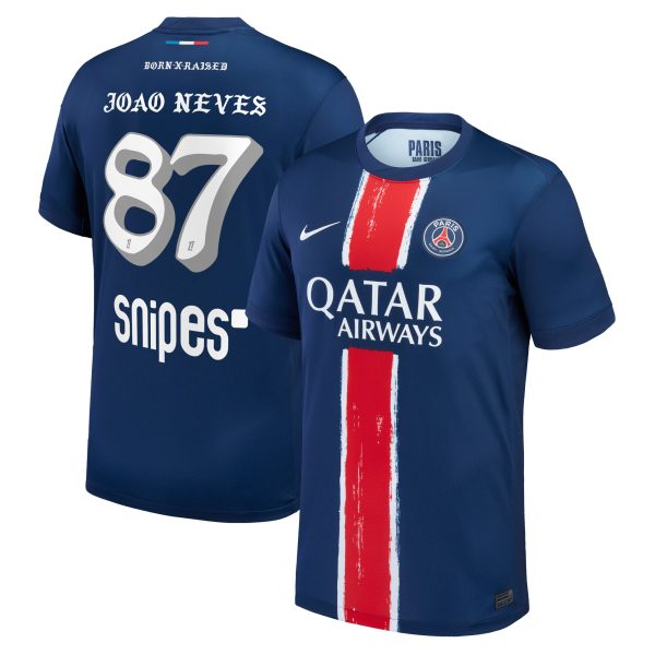 maglia psg nike home stadium 2024-25 con stampa joão neves 87 born x raised Collezione | Kit e Maglie PSG