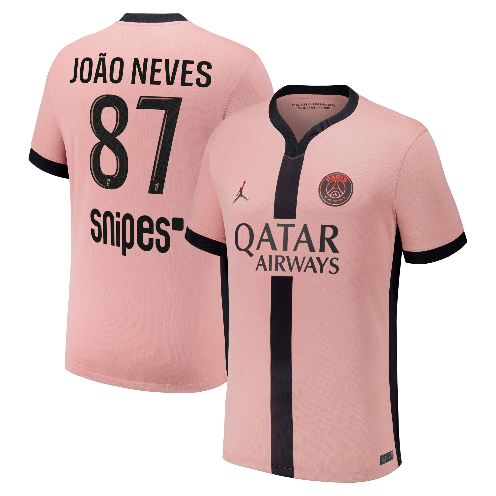 maglia psg x jordan terzo stadio 2024-25 con stampa joao neves 87 Collezione | Kit e Maglie PSG