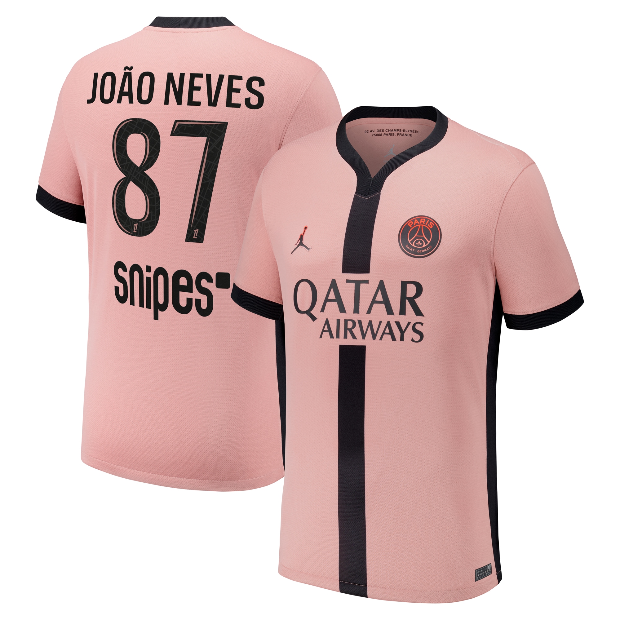 maglia terzo stadio psg jordan 2024-25 – bambini con stampa joao neves 87 Collezione | Kit e Maglie PSG