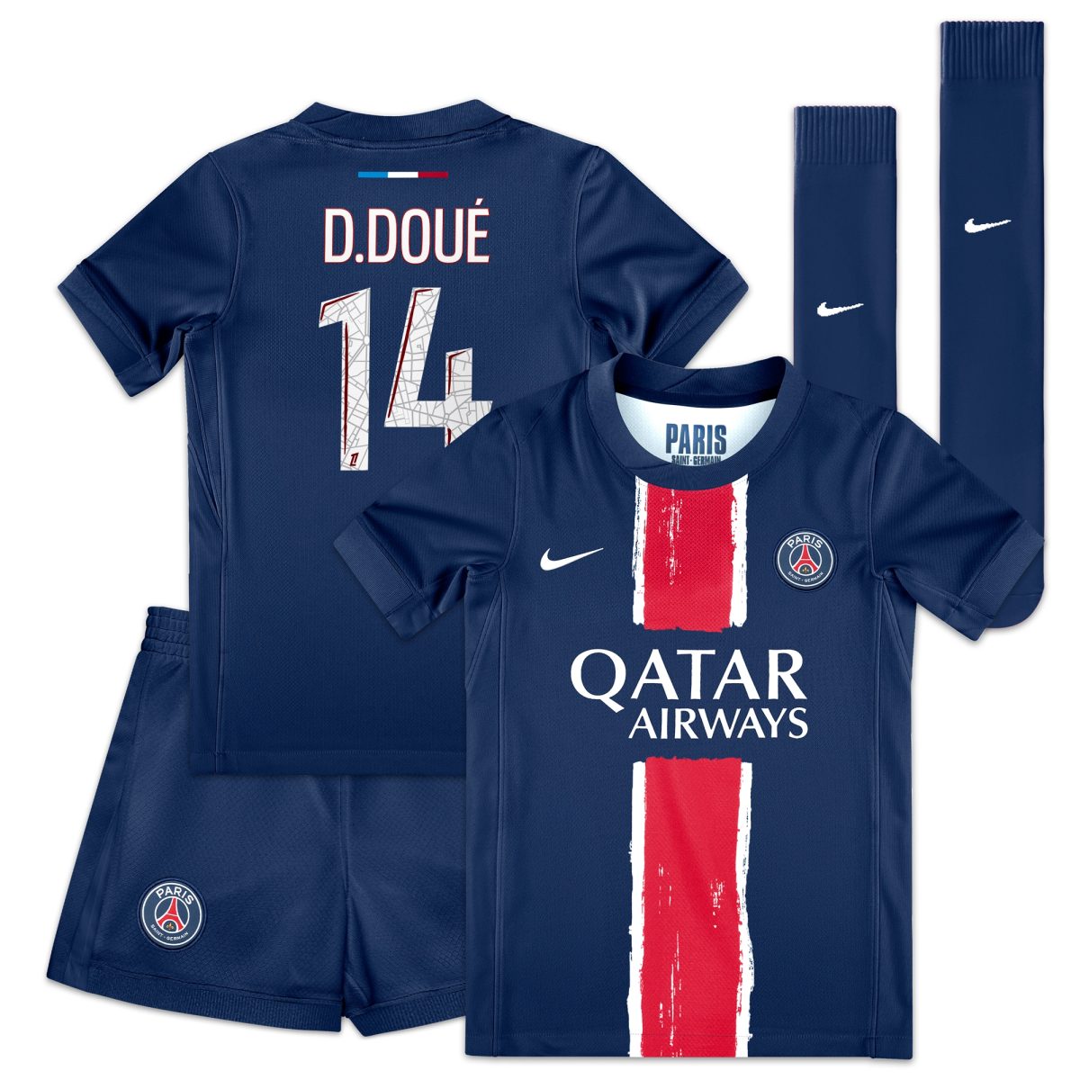 mini divisa home psg nike 2024-25 – bambini piccoli con stampa d.doue 14 Collezione | Kit e Maglie PSG