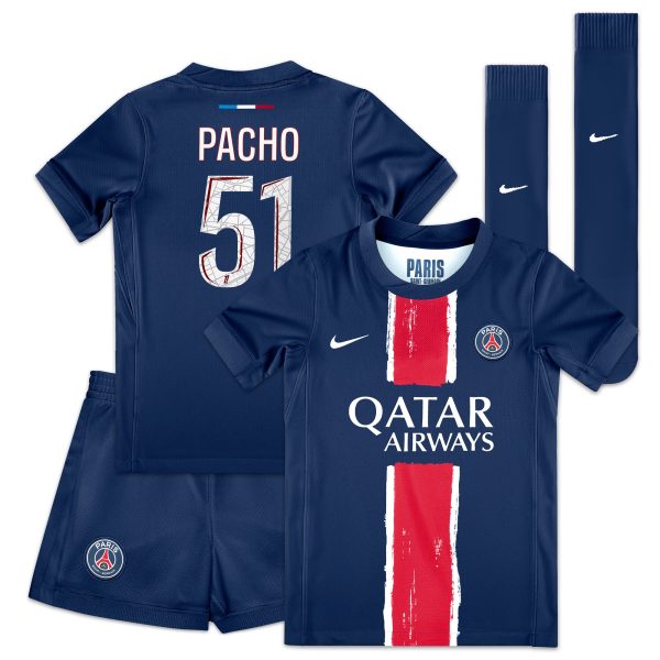 mini divisa home psg nike 2024-25 – bambini piccoli con stampa pacho 51 Collezione | Kit e Maglie PSG