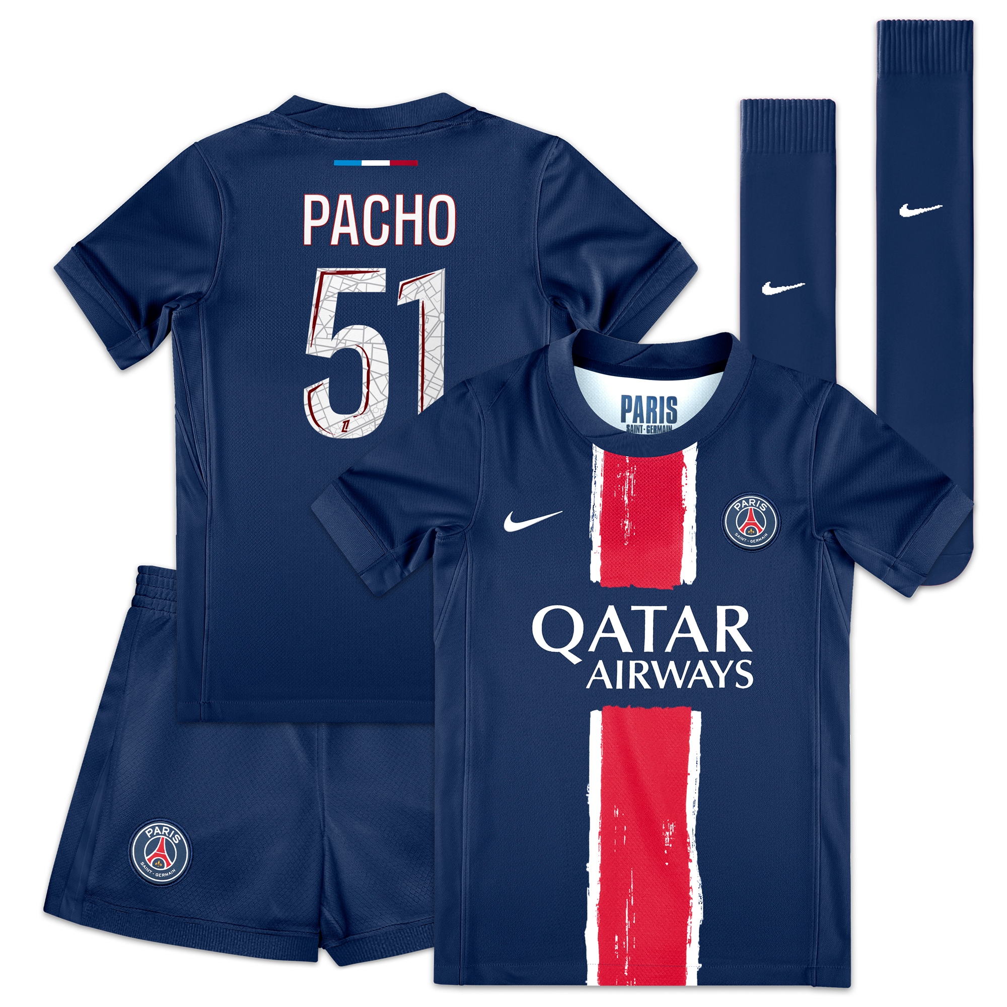 mini divisa home psg nike 2024-25 – bambini piccoli con stampa pacho 51 Collezione | Kit e Maglie PSG