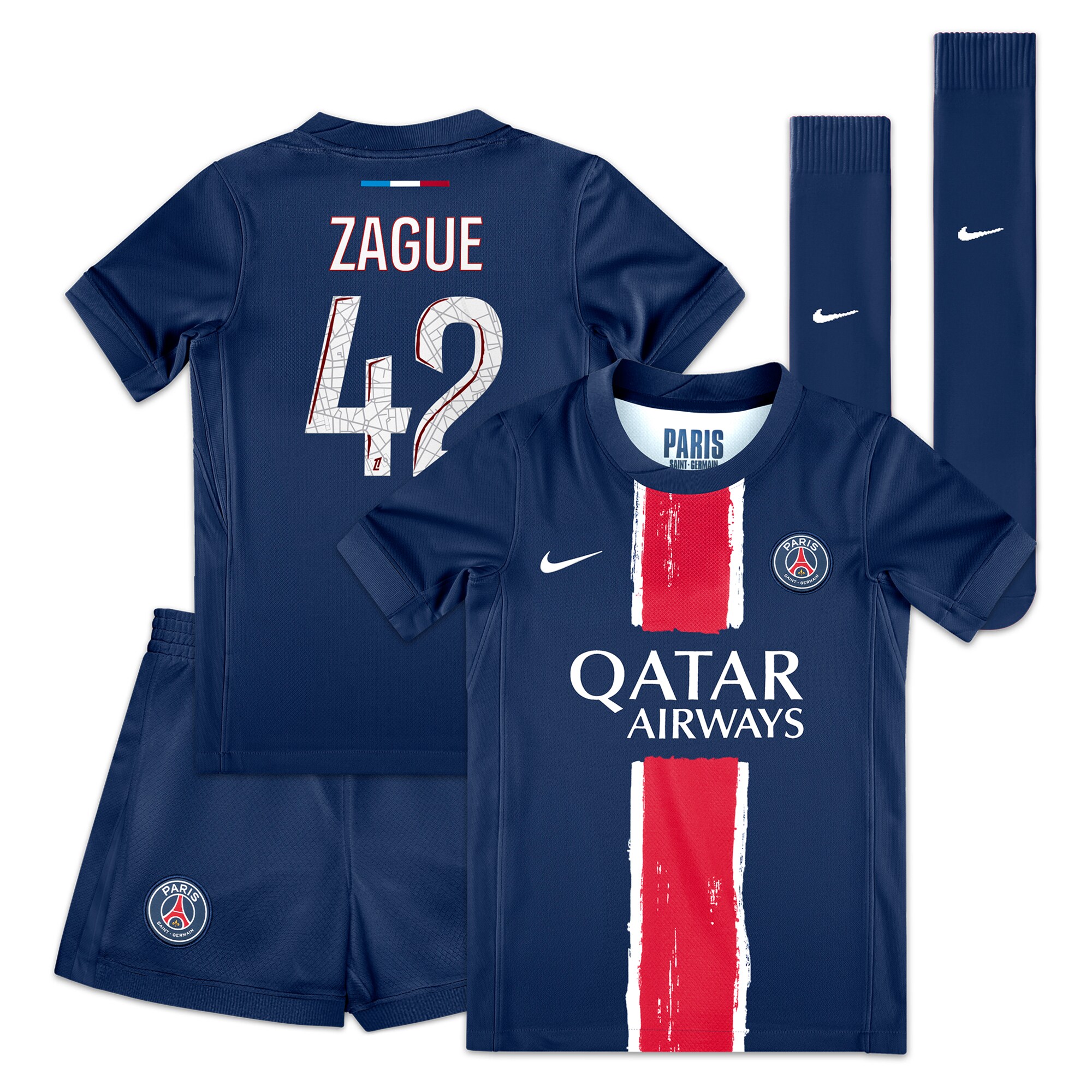 mini divisa home psg nike 2024-25 – bambini piccoli con stampa zague 42 Collezione | Kit e Maglie PSG