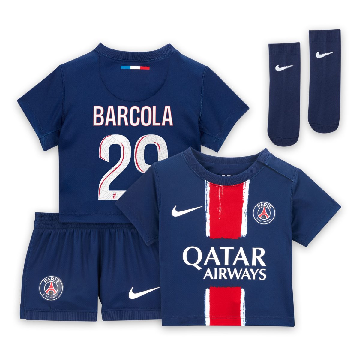 mini divisa home psg nike 2024-25 – neonatos con stampa barcola 29 Collezione | Kit e Maglie PSG