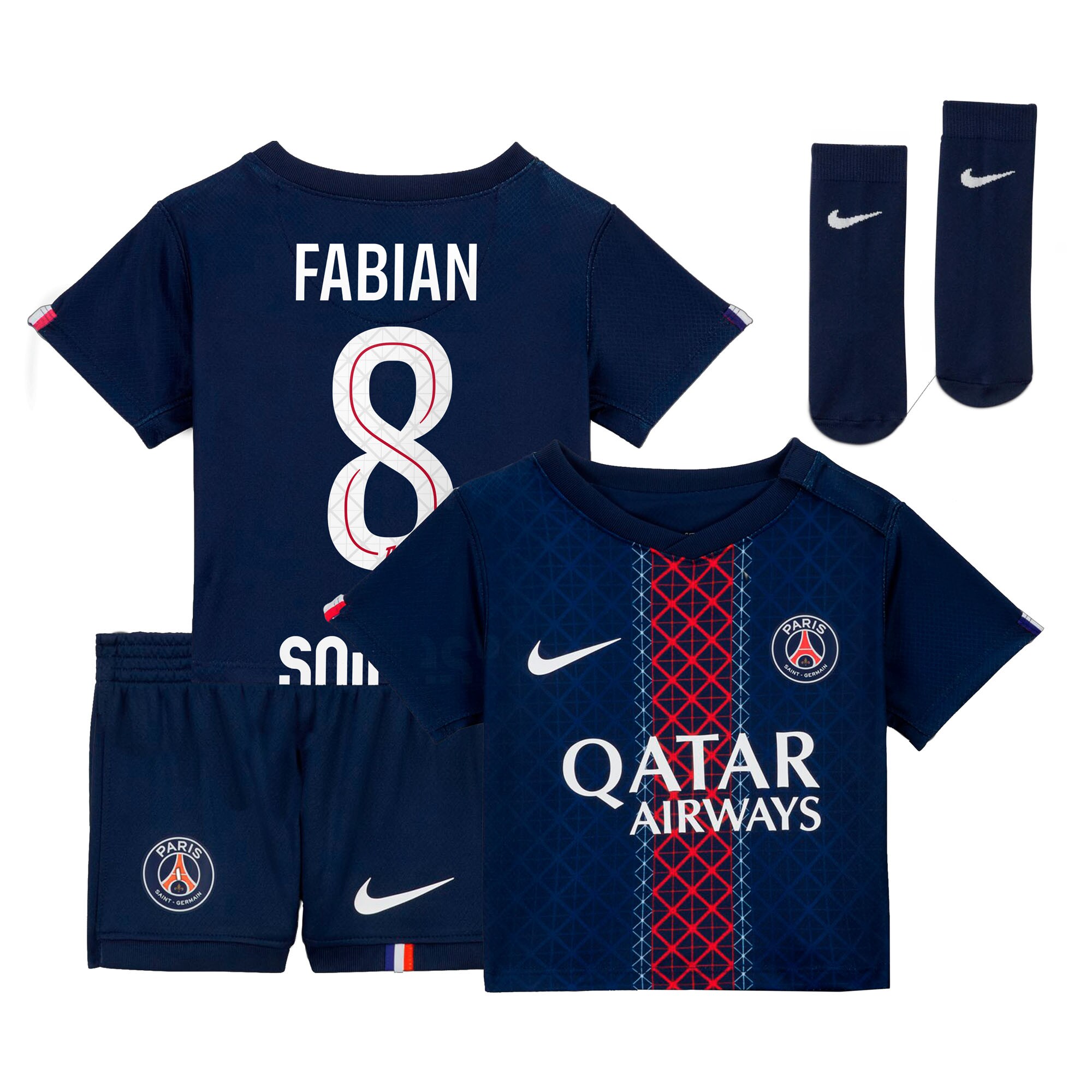 mini divisa home psg nike 2024-25 – neonatos con stampa fabian 8 Collezione | Kit e Maglie PSG