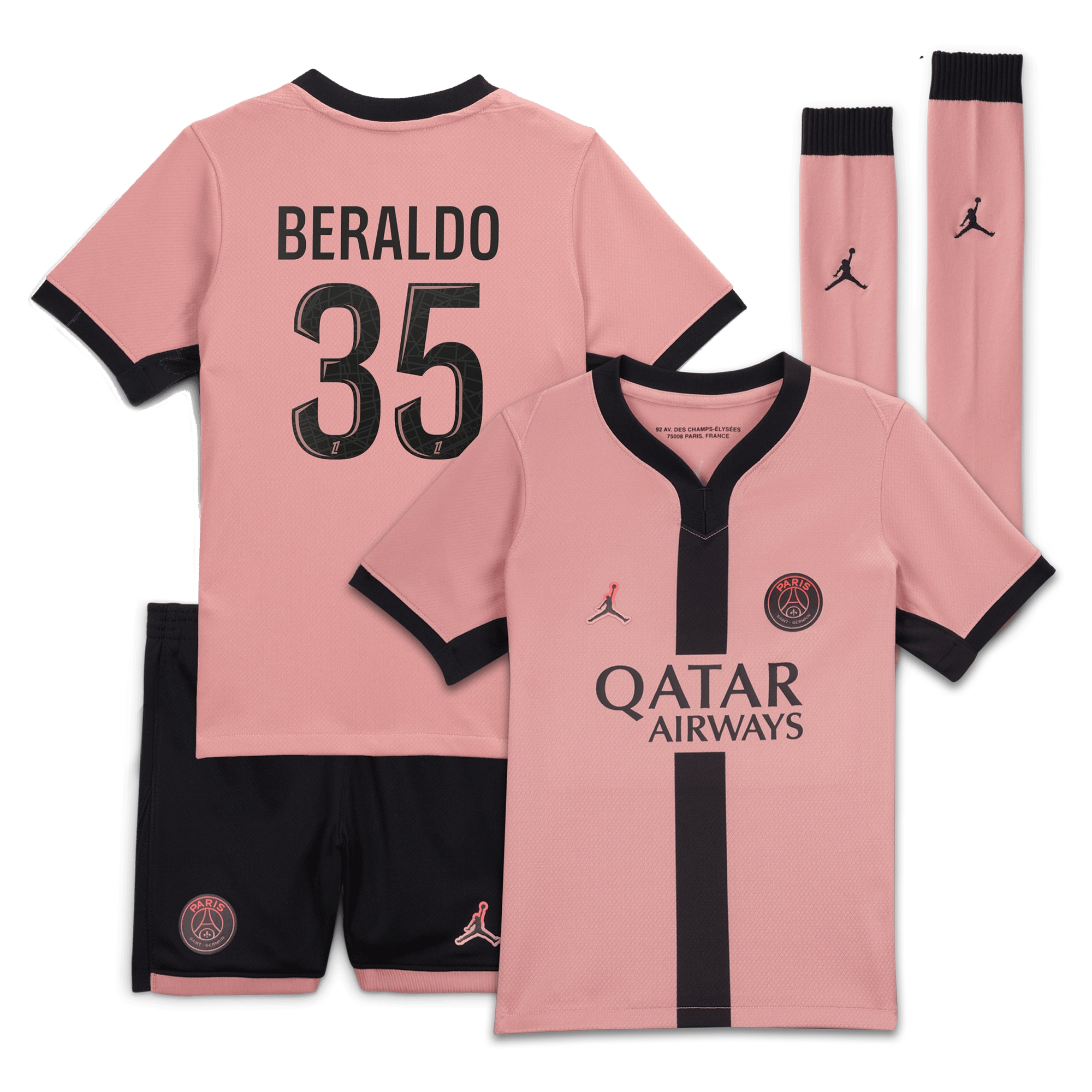 mini kit psg jordan third stadium 2024-25 – bambini piccoli con stampa beraldo 35 Collezione | Kit e Maglie PSG