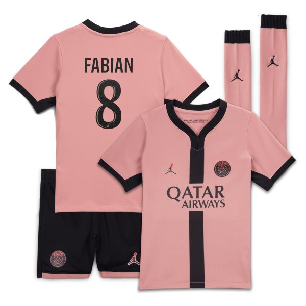 mini kit psg jordan third stadium 2024-25 – bambini piccoli con stampa fabian 8 Collezione | Kit e Maglie PSG