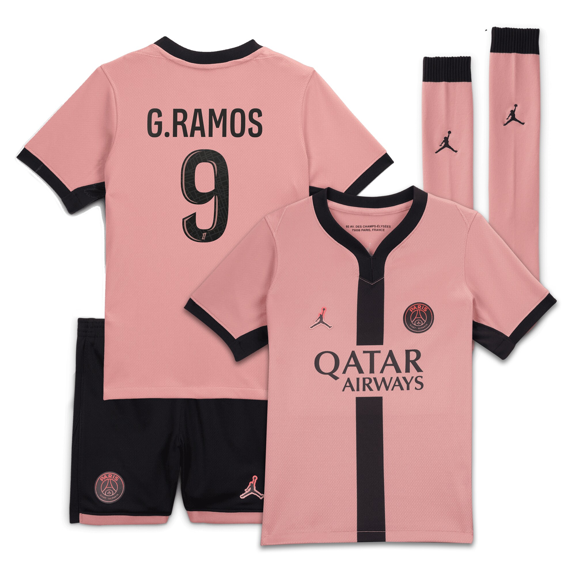 mini kit psg jordan third stadium 2024-25 – bambini piccoli con stampa g.ramos 9 Collezione | Kit e Maglie PSG