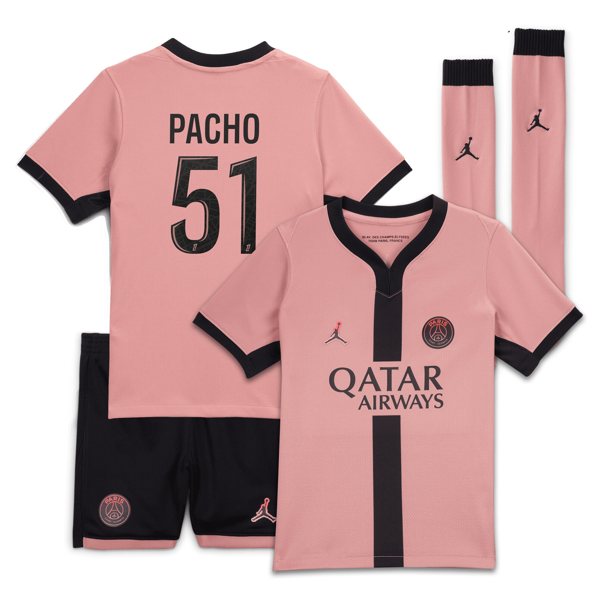 mini kit psg jordan third stadium 2024-25 – bambini piccoli con stampa pacho 51 Collezione | Kit e Maglie PSG