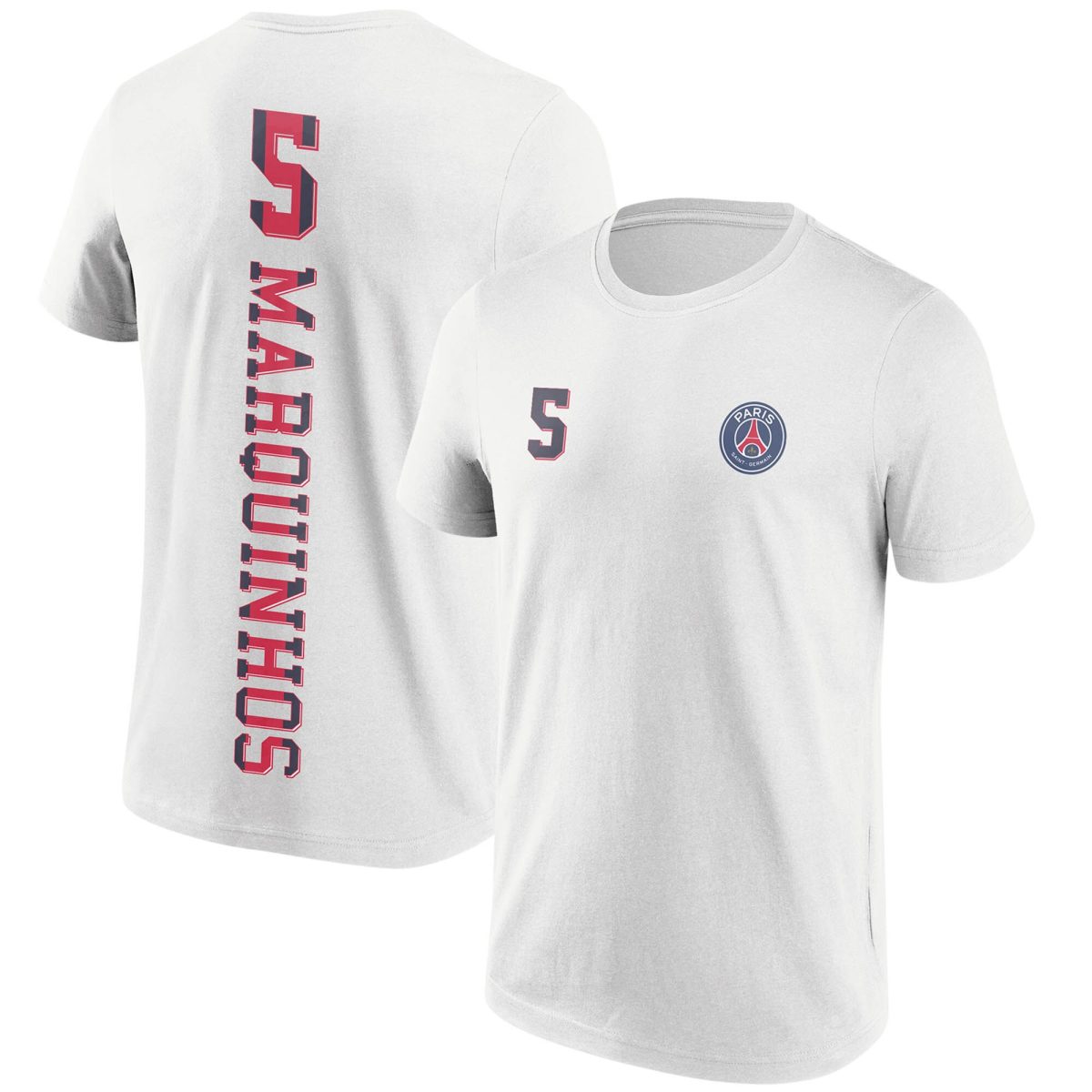 t-shirt grafica paris saint-germain marquinhos no.5 – bianca – bambini Collezione | Kit e Maglie PSG