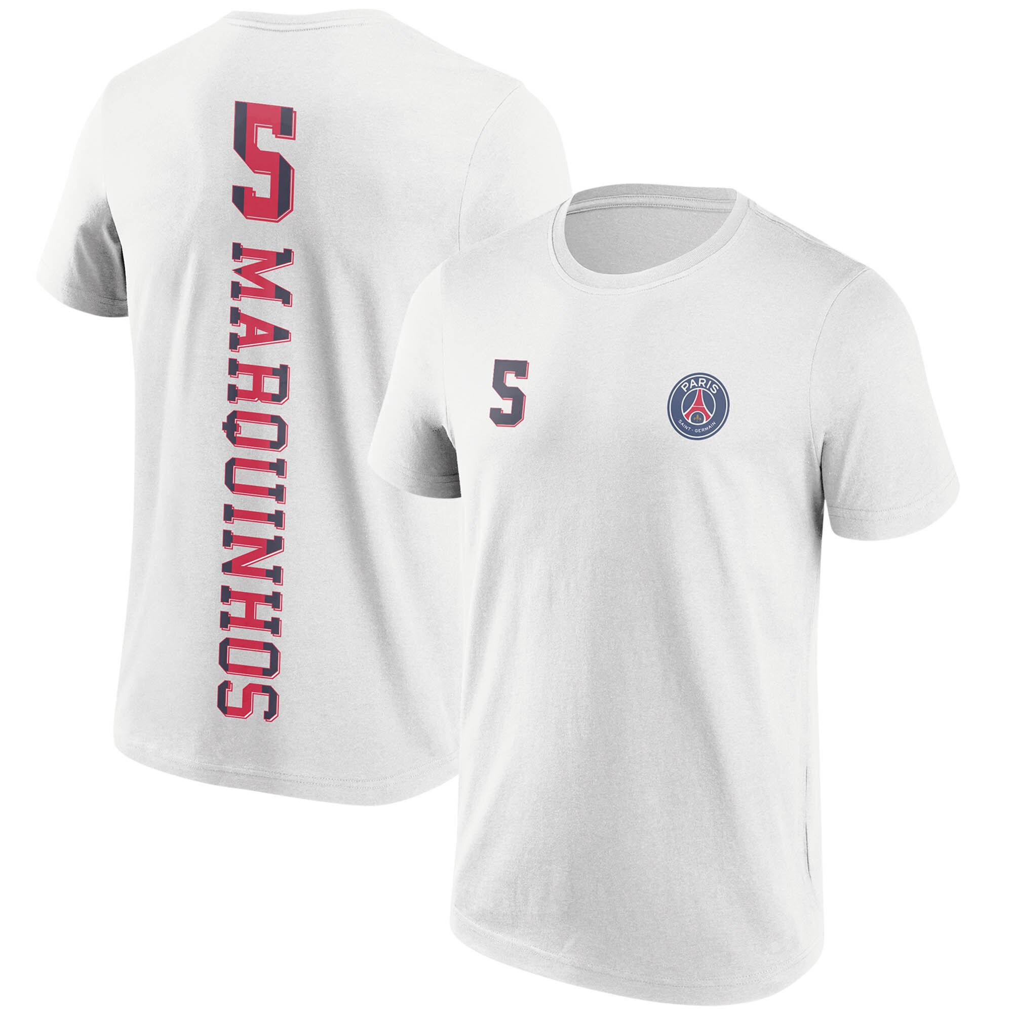 t-shirt grafica paris saint-germain marquinhos no.5 – bianca – bambini Collezione | Kit e Maglie PSG